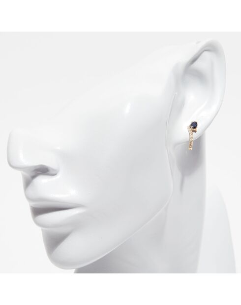 Wunderschöne Ohrringe aus 0,1-karätigem Saphir-Diamant und 0,35-karätigem Saphir-Gelbgold