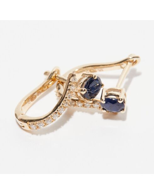 Wunderschöne Ohrringe aus 0,1-karätigem Saphir-Diamant und 0,35-karätigem Saphir-Gelbgold