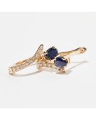 Wunderschöne Ohrringe aus 0,1-karätigem Saphir-Diamant und 0,35-karätigem Saphir-Gelbgold