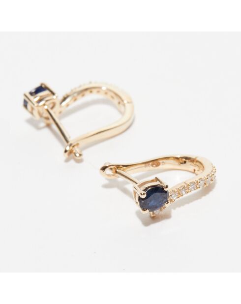 Wunderschöne Ohrringe aus 0,1-karätigem Saphir-Diamant und 0,35-karätigem Saphir-Gelbgold