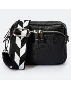 Sac Bandoulière en Cuir Ambra noir  - 19x7x15 cm