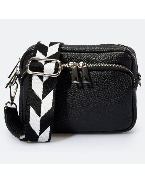 Sac Bandoulière en Cuir Ambra noir  - 19x7x15 cm