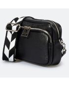 Sac Bandoulière en Cuir Ambra noir  - 19x7x15 cm