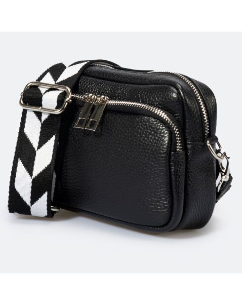 Sac Bandoulière en Cuir Ambra noir  - 19x7x15 cm