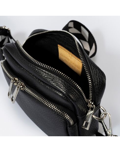 Sac Bandoulière en Cuir Ambra noir  - 19x7x15 cm