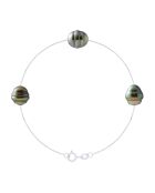 Witgouden en zwarte omcirkelde Tahitiaanse gekweekte parelarmband