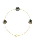 Armband mit eingekreisten Tahiti-Zuchtperlen aus Gelbgold und Schwarz