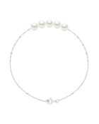 Witgouden armband en natuurlijke witte ronde gekweekte zoetwaterparels