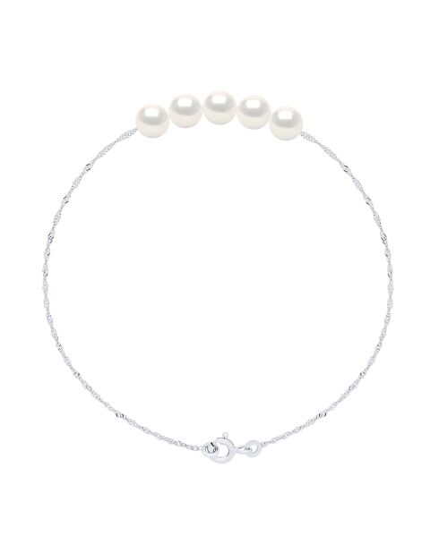 Witgouden armband en natuurlijke witte ronde gekweekte zoetwaterparels
