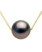 Geelgouden ketting en zwarte ronde Tahitiaanse cultuurparel