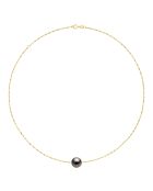 Geelgouden ketting en zwarte ronde Tahitiaanse cultuurparel