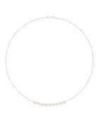 Halskette aus Weißgold und natürliche weiße runde Süßwasser-Zuchtperlen