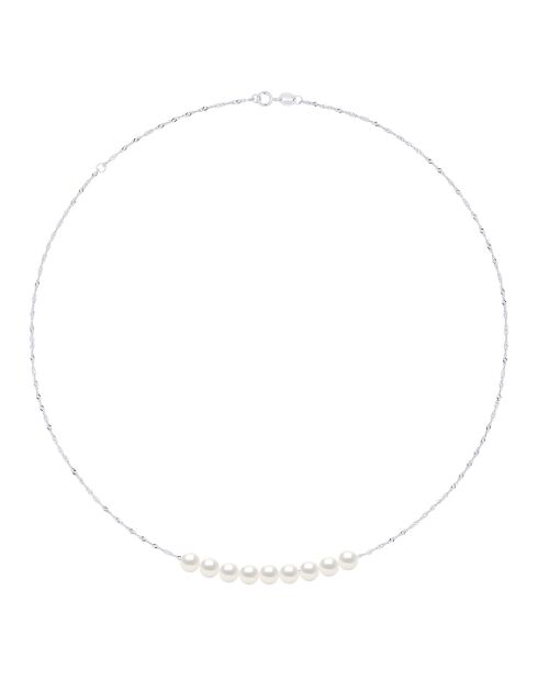 Witgouden ketting en natuurlijke witte ronde gekweekte zoetwaterparels