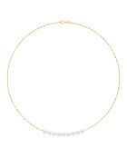 Halskette aus Gelbgold und natürliche weiße runde Süßwasser-Zuchtperlen