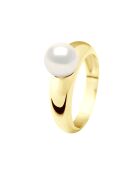 Bague en Or Jaune & Perle de Culture d'Eau Douce ronde blanc naturel