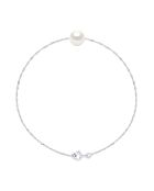 Armband van gerhodineerd zilver en natuurlijke witte ronde gekweekte zoetwaterparels