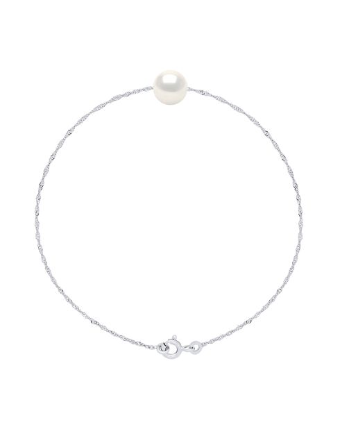 Armband van gerhodineerd zilver en natuurlijke witte ronde gekweekte zoetwaterparels
