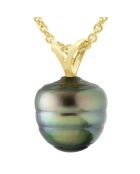 Anhänger mit eingekreisten Tahiti-Zuchtperlen aus Gelbgold und Schwarz