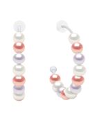 Ohrringe aus Rhodiumsilber und mehrfarbige runde Süßwasserzuchtperlen