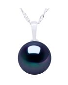 Collier en Argent rhodié & Perle de Culture d'Eau Douce bouton black tahiti
