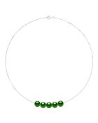 Halskette aus Rhodiumsilber und grüne, runde, kreuzende Süßwasser-Zuchtperlen in Malachitgrün