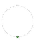 Collier en Argent rhodié & Perle de Culture d'Eau Douce traversante ronde vert malachite