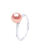 Ring van gerhodineerd zilver en natuurlijke roze ronde gekweekte zoetwaterparel