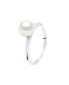 7-8 mm natuurlijke witte ronde zoetwatergekweekte parel en zilveren ring