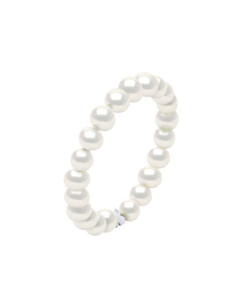 Bague en Argent rhodié & Perles de Culture d'Eau Douce rondes blanc nacre naturel