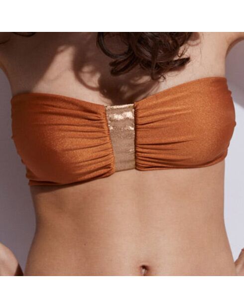 Haut de maillot de bain bandeau  Marie orange foncé
