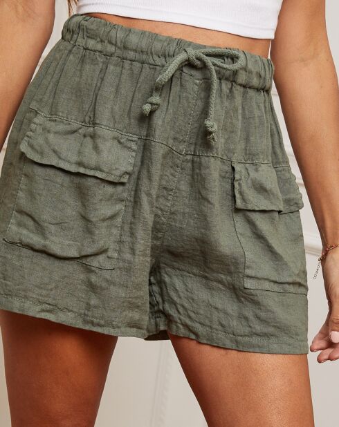 Bermuda 100% Lin Boristo kaki