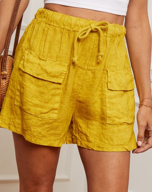 Bermudas 100% lino Boristo mostaza