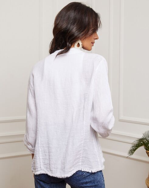 Wit vest van 100% linnen Ebissal