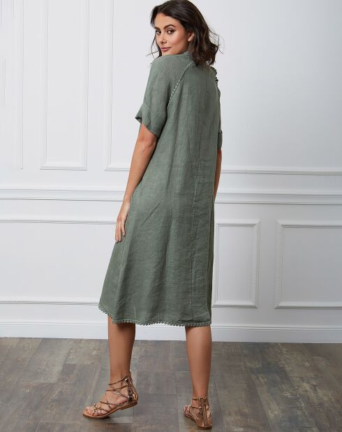 Khaki-Kleid Granel aus 100% Leinen