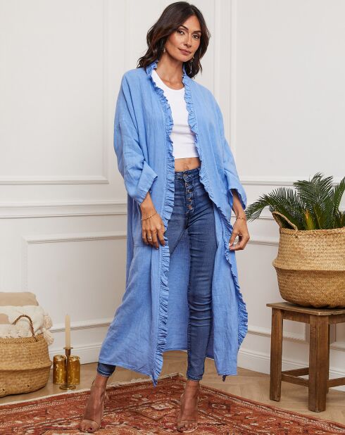 Kimono 100% Lin Hardy bleu denim