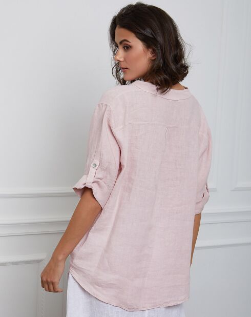 Top rosa Helly 100% lino