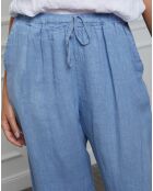 Pantalon 100% Lin Honas bleu ciel