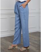 Pantalon 100% Lin Honas bleu ciel