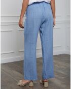 Pantalon 100% Lin Honas bleu ciel