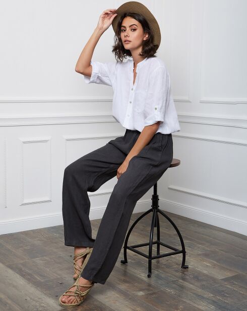 Pantaloni Honas grigi 100% lino