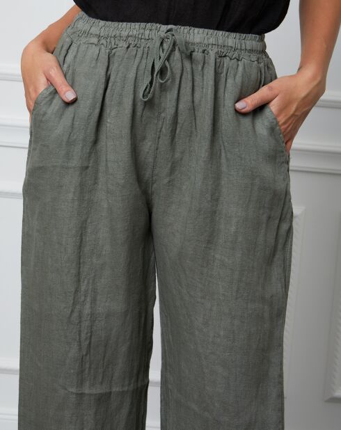 Pantalon 100% Lin Honas kaki