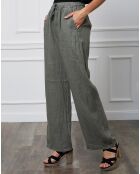 Pantalon 100% Lin Honas kaki