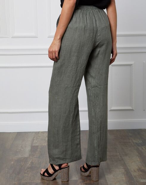 Pantalon 100% Lin Honas kaki
