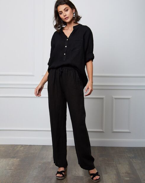 Honas zwarte broek van 100% linnen