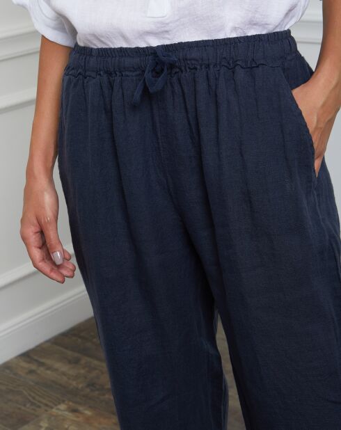 Pantalon 100% Lin Honas marine