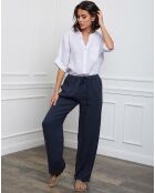 Pantalon 100% Lin Honas marine
