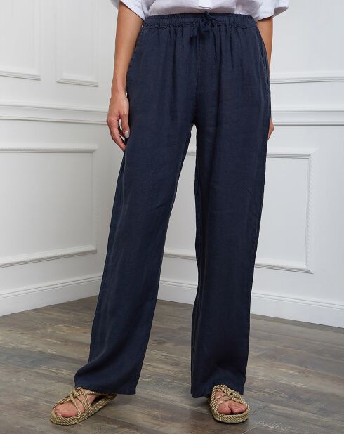 Honas marineblauwe broek van 100% linnen