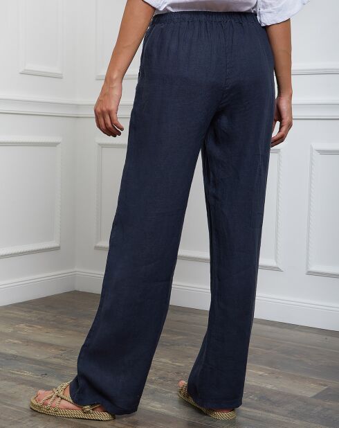 Honas marineblauwe broek van 100% linnen