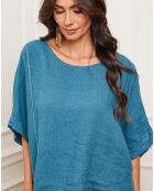 Blouse 100% Lin Kalon bleu canard