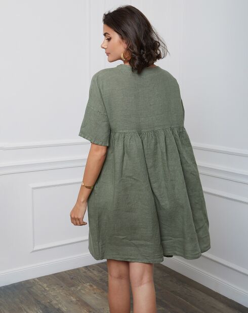 Esty kaki jurk van 100% linnen